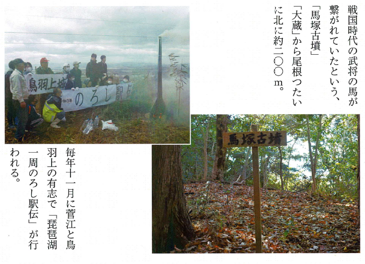 戦国時代の武将の馬が 繋がれていたという、「馬塚古墳」画像